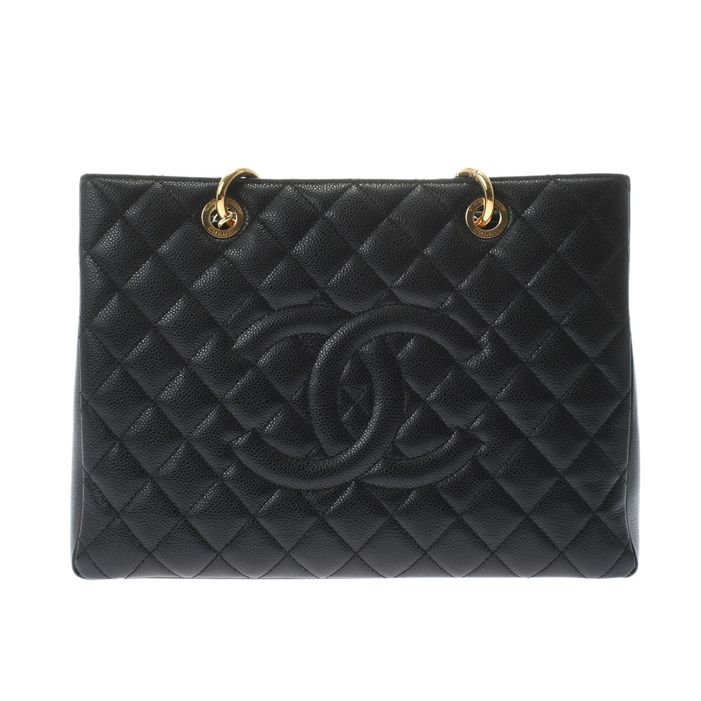 Chanel Matelasse Gst Black Gold Hardware Caviar Skin Tote Bag
